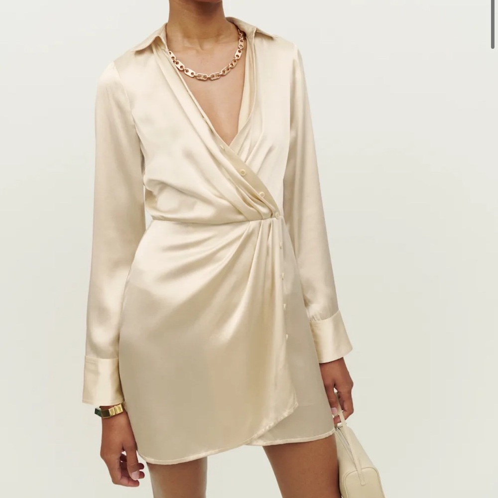 Alaine Silk Dress - Champaign - Reformation